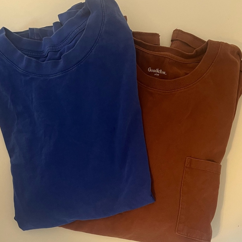 Target Boxy Tee Set - Blue Crewneck & Brown T-Shirts (XXL)